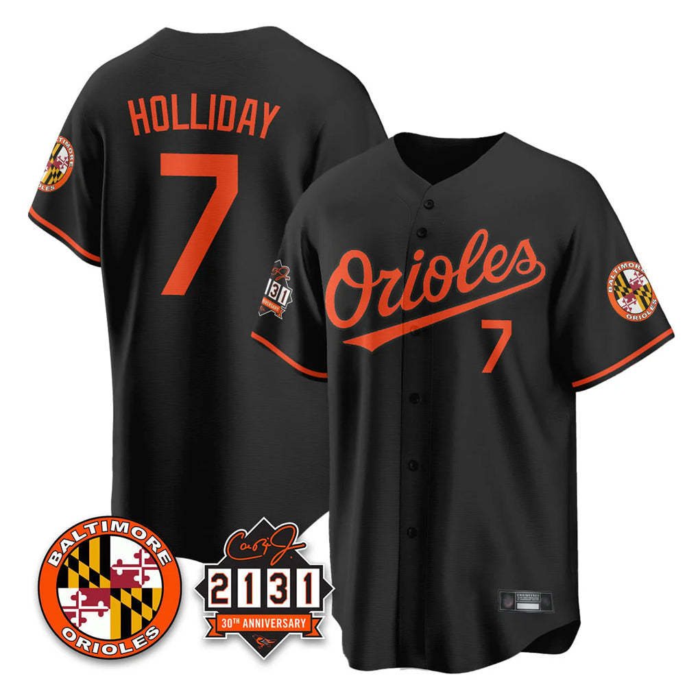Rebec B.Orioles #7 Jackson Holliday Player Black 30th Anniversary of 2131 Home Game Stitched Jerseys