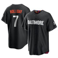 Rebec B.Orioles #7 Jackson Holliday Player Black City Connect Home Game Stitched Jerseys