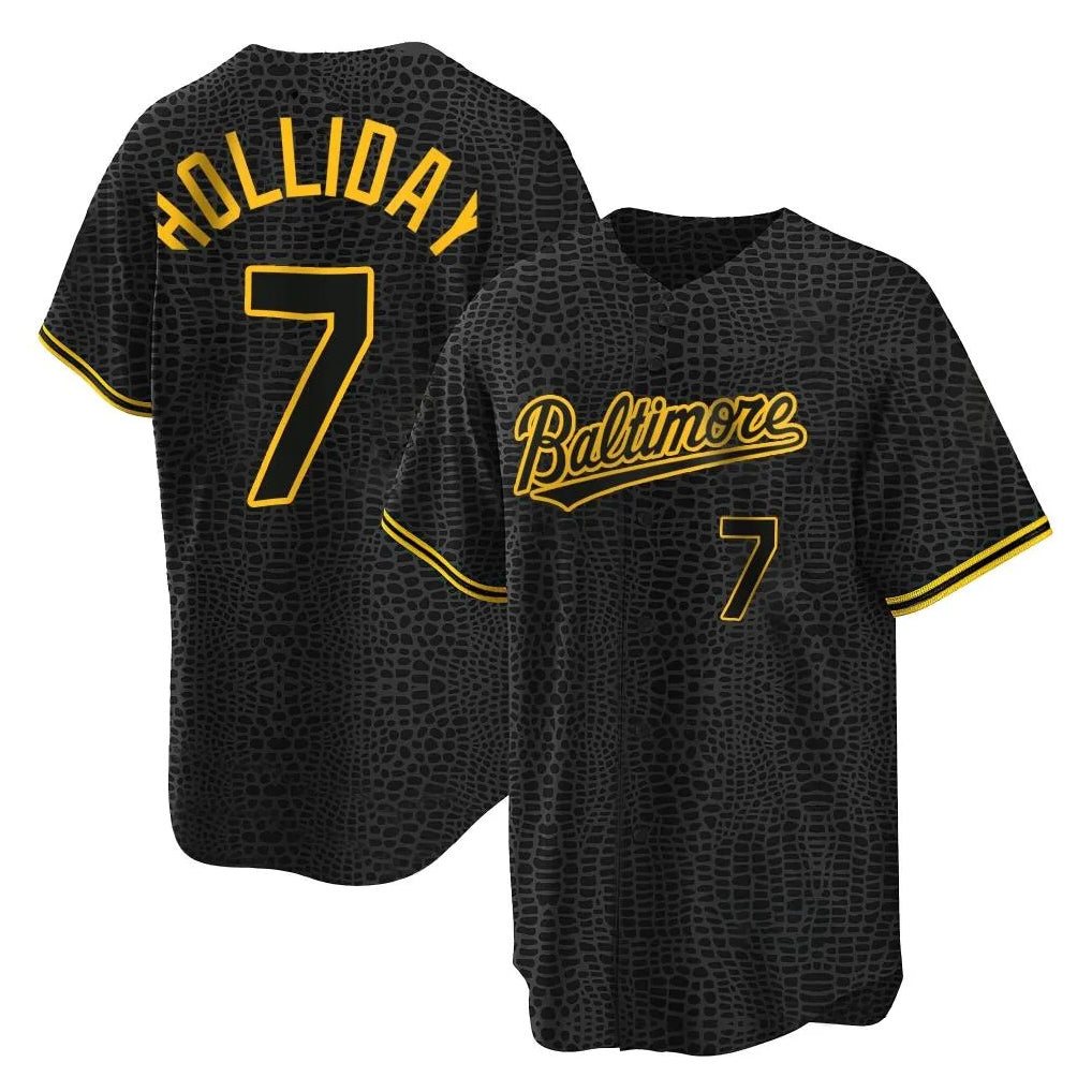 Rebec B.Orioles #7 Jackson Holliday Player Black Snake Skin City Home Game Stitched Jerseys