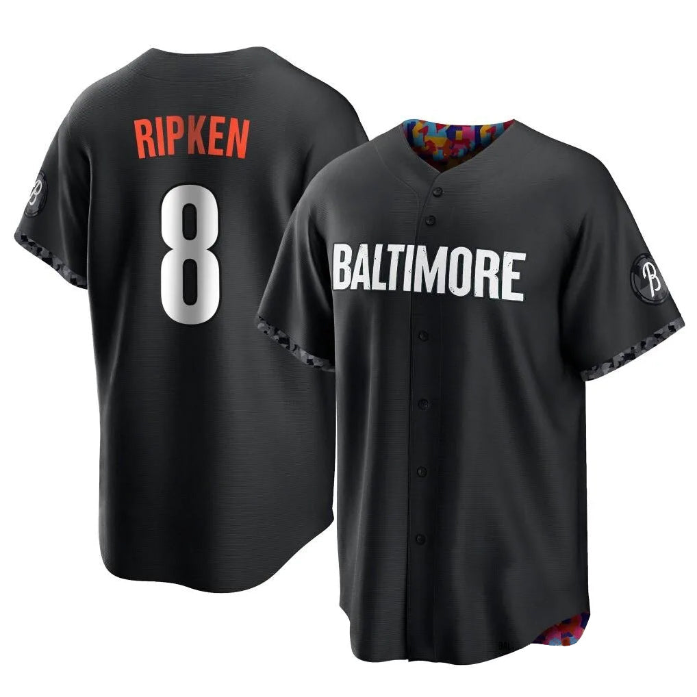 Rebec B.Orioles #8 Cal Ripken Player Black City Connect Home Game Stitched Jerseys