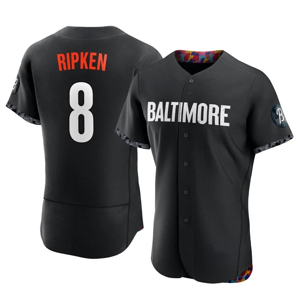Rebec B.Orioles #8 Cal Ripken Player Black City Connect Limited Elite Home Game Stitched Jerseys