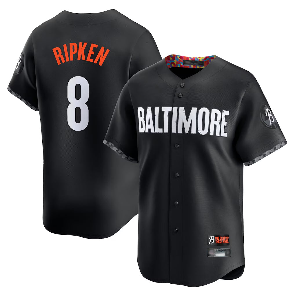 Rebec B.Orioles #8 Cal Ripken Player Black City Connect Limited Home Game Stitched Jerseys
