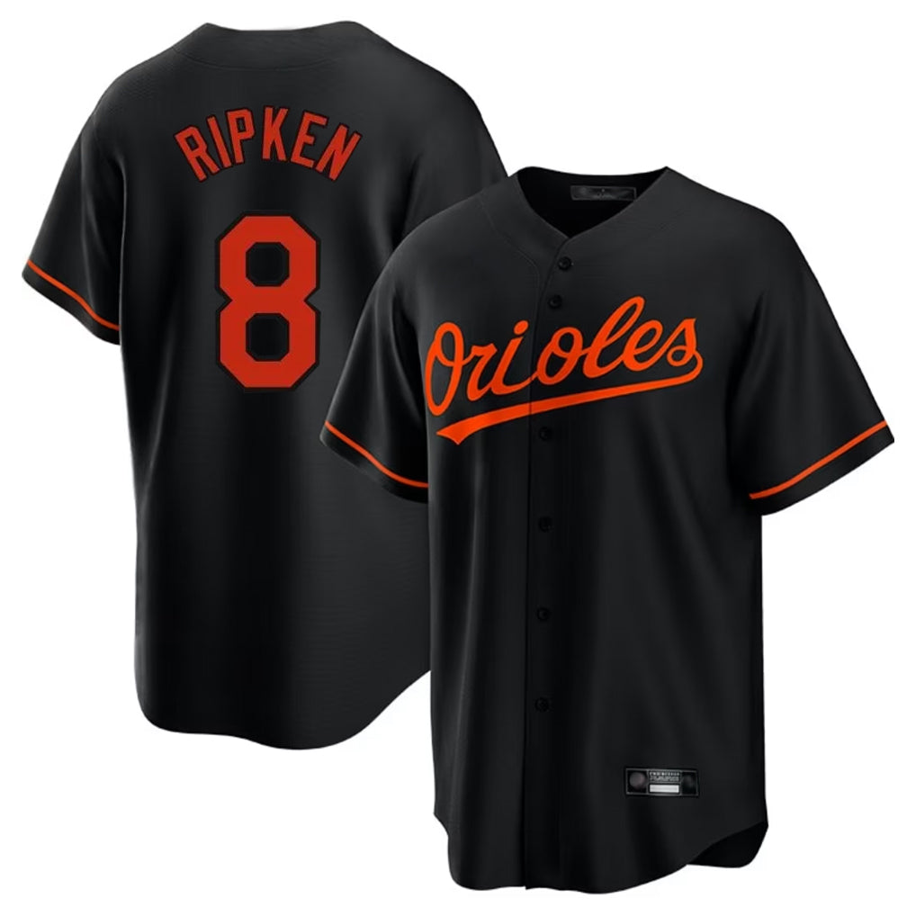 Rebec B.Orioles #8 Cal Ripken Player Black Home Game Stitched Jerseys