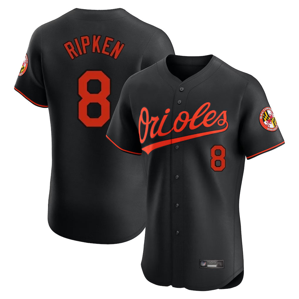 Rebec B.Orioles #8 Cal Ripken Player Black Limited Elite Home Game Stitched Jerseys