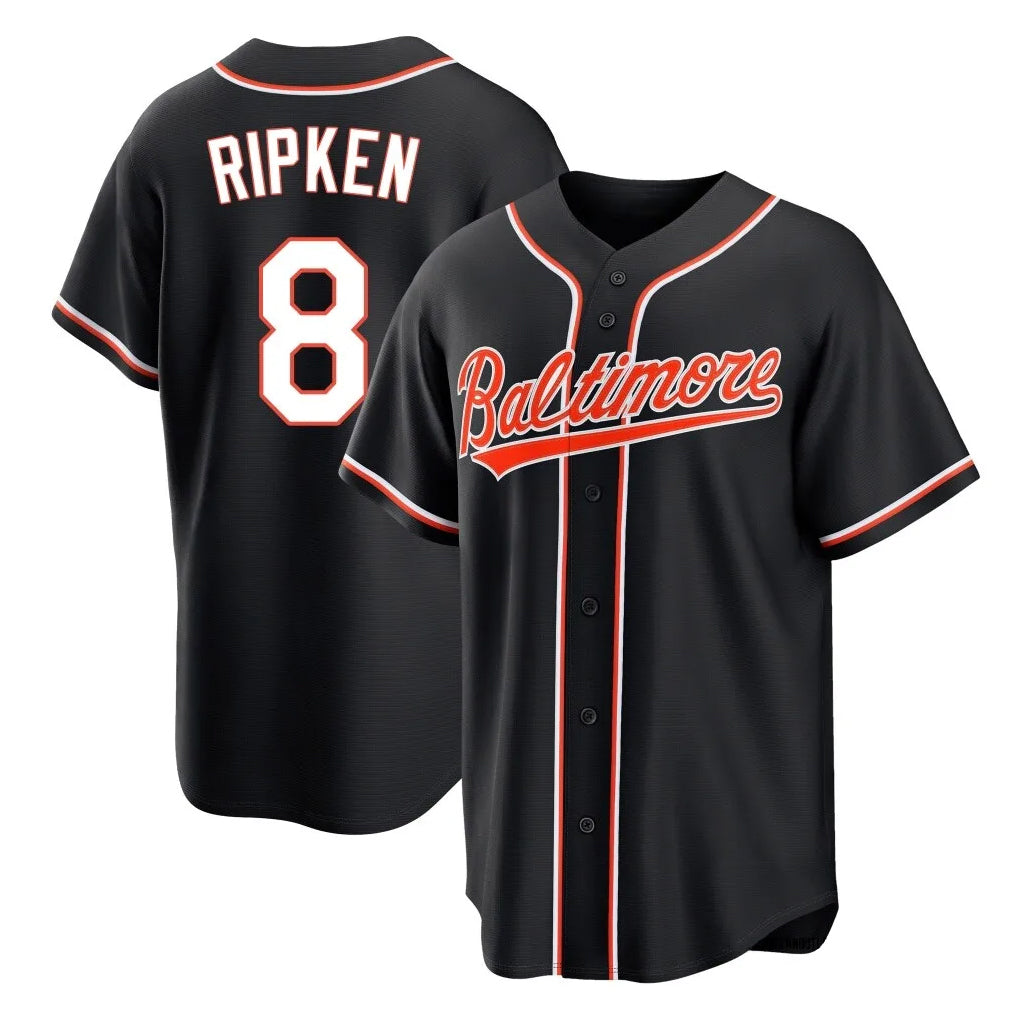 Rebec B.Orioles #8 Cal Ripken Player Black Out Home Game Stitched Jerseys