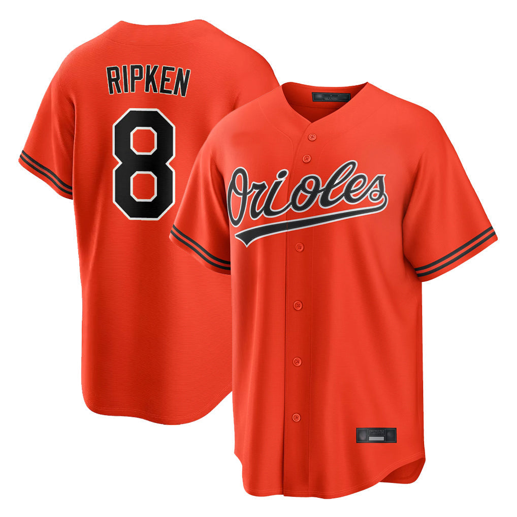 Rebec B.Orioles #8 Cal Ripken Player Orange Home Game Stitched Jerseys