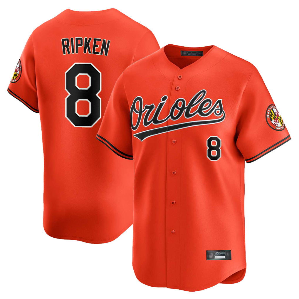 Rebec B.Orioles #8 Cal Ripken Player Orange Limited Home Game Stitched Jerseys