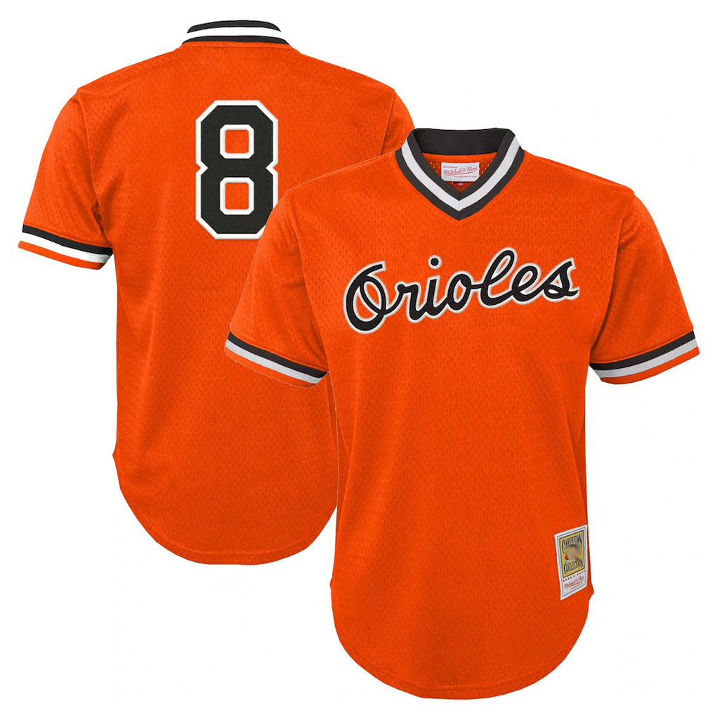 Rebec B.Orioles #8 Cal Ripken Player Orange Mitchell & Ness Cooperstown Collection Mesh T-shirt Game Stitched Jerseys
