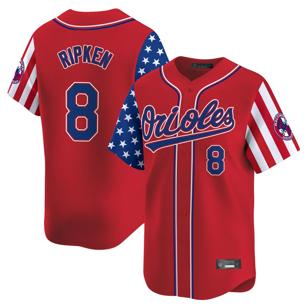 Rebec B.Orioles #8 Cal Ripken Player Red Independence Day Vapor Premier Limited Home Game Stitched Jerseys