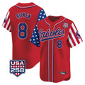 Rebec B.Orioles #8 Cal Ripken Player Red USA 250 Independence Day Vapor Premier Limited Home Game Stitched Jerseys