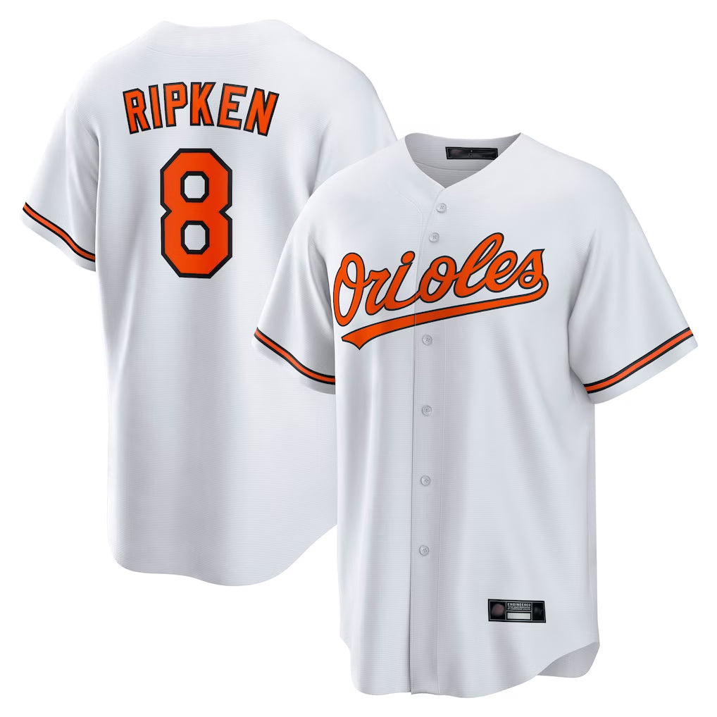 Rebec B.Orioles #8 Cal Ripken Player White Home Game Stitched Jerseys