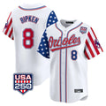 Rebec B.Orioles #8 Cal Ripken Player White USA 250 Independence Day Vapor Premier Home Game Stitched Jerseys