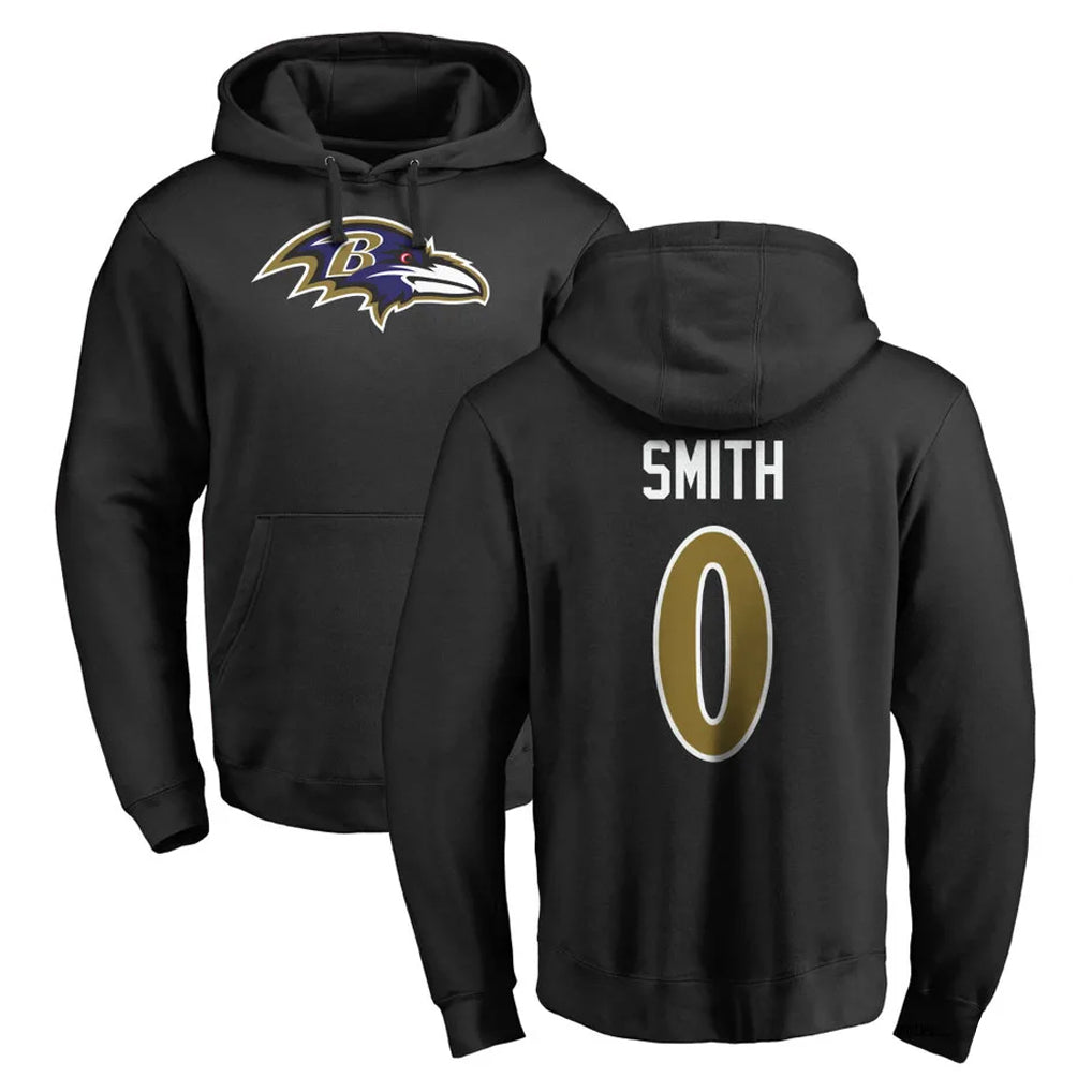 Rebec B.Ravens #0 Roquan Smith Player Black Pullover Hoodie Stitched Jerseys