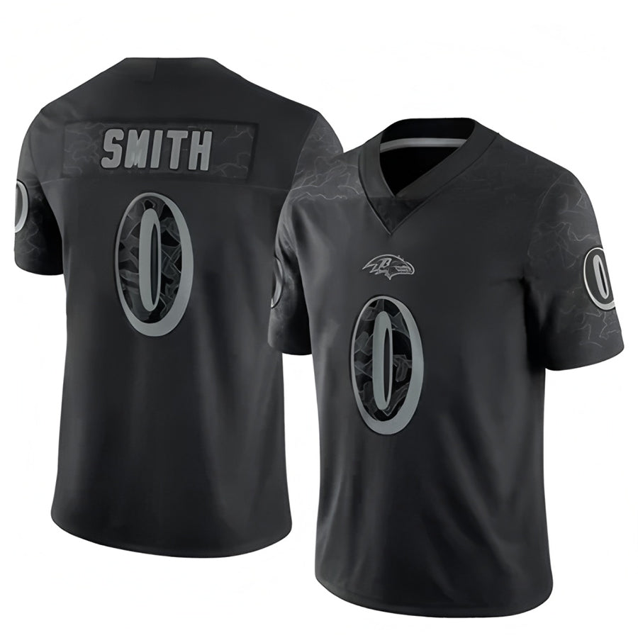 Rebec B.Ravens #0 Roquan Smith Player Black REFLECTIVE Limited Stitched Jerseys