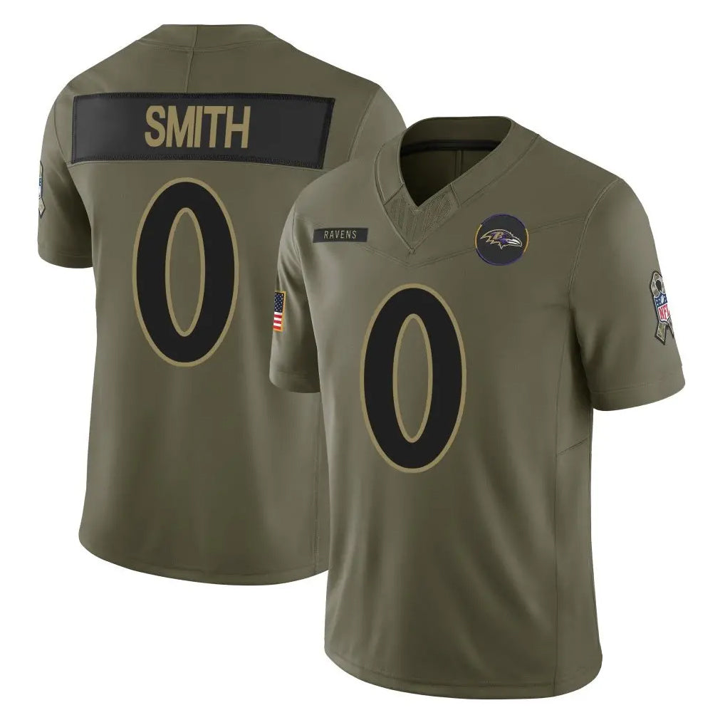 Rebec B.Ravens #0 Roquan Smith Player Olive Salute To Service Limited Home Game Stitched Jerseys