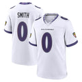 Rebec B.Ravens #0 Roquan Smith Player White Purple Home Game Stitched Jerseys