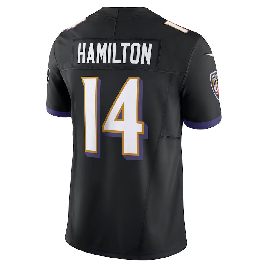 Rebec B.Ravens #14 Kyle Hamilton Player Black Vapor F.U.S.E. Limited Game Stitched Jerseys