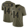 Rebec B.Ravens #14 Kyle Hamilton Player Olive Salute To Service Limited Home Game Stitched Jerseys
