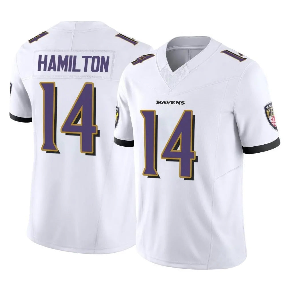 Rebec B.Ravens #14 Kyle Hamilton Player White Vapor F.U.S.E. Limited Elite Home Game Stitched Jerseys