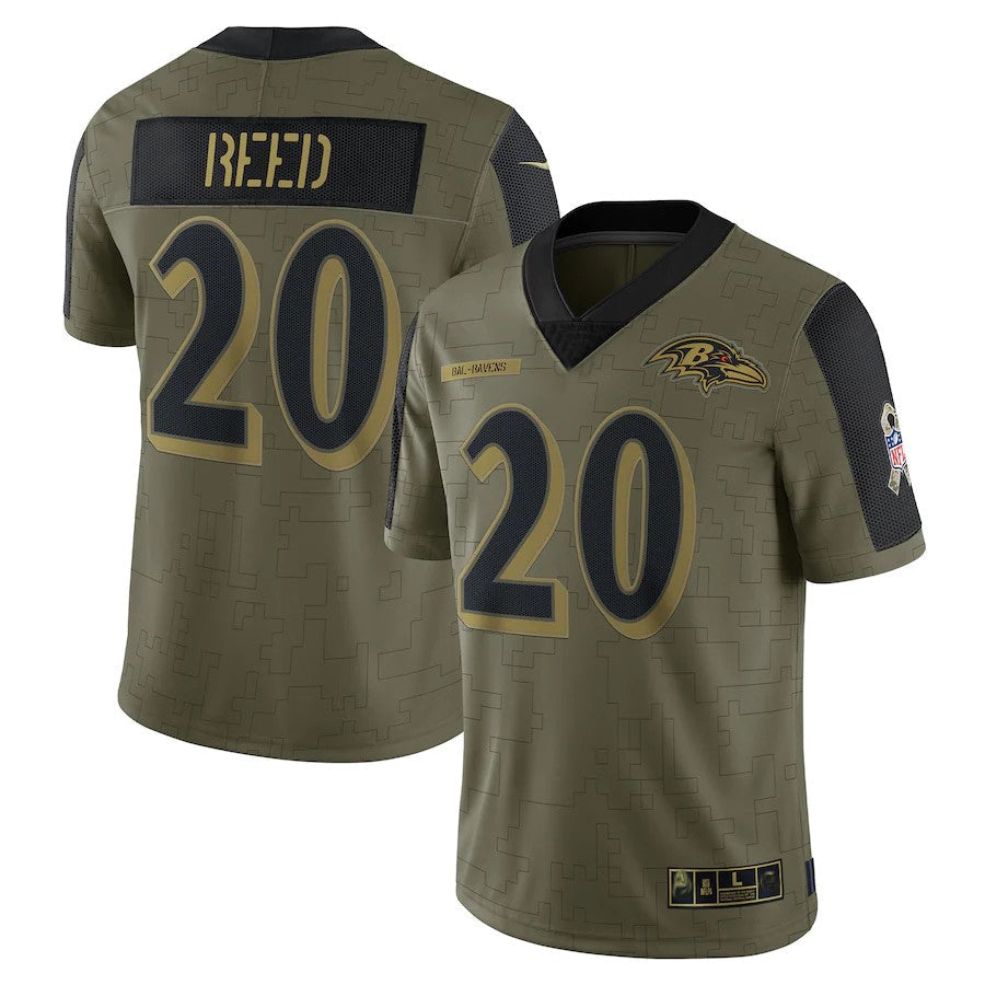 Rebec B.Ravens #20 Ed Reed Player Olive Salute To Service Limited Game Stitched Jerseys