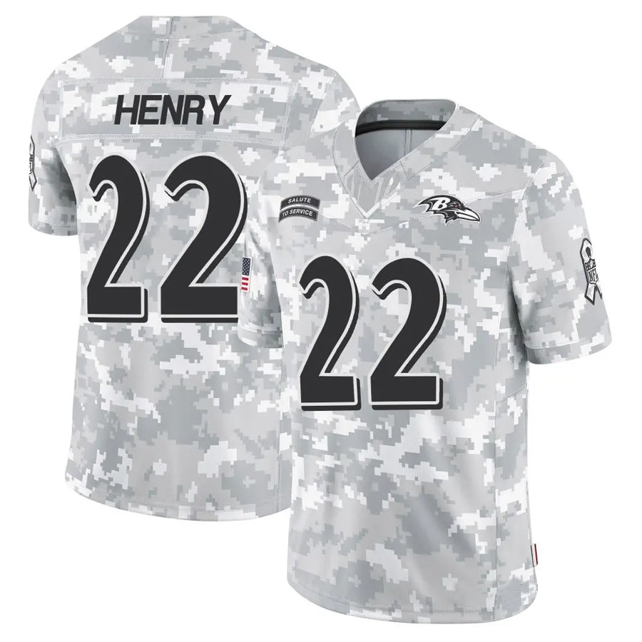 Rebec B.Ravens #22 Derrick Henry Player Arctic Camo Salute to Service Limited Stitched Jerseys