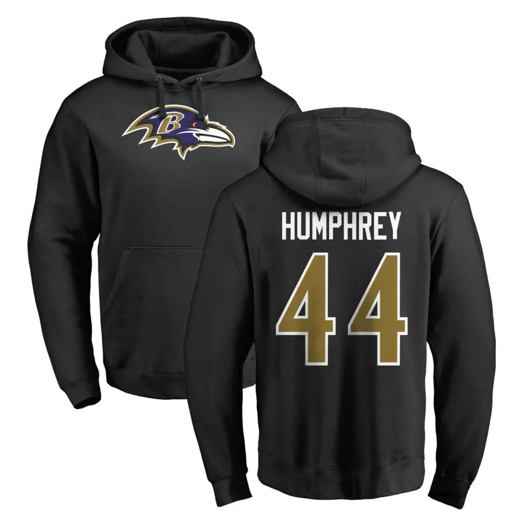 Rebec B.Ravens #44 Marlon Humphrey Player Black Pullover Hoodie Stitched Jerseys