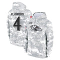Rebec B.Ravens #4 Zay Flowers Player Arctic Camo Salute to Service Pullover Hoodie Stitched Jerseys