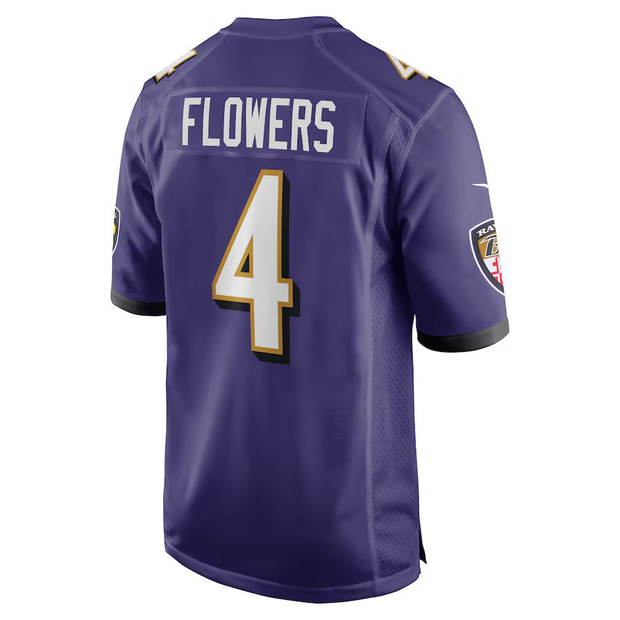 Rebec B.Ravens #4 Zay Flowers Player Purple Alternate Home Game Stitched Jerseys