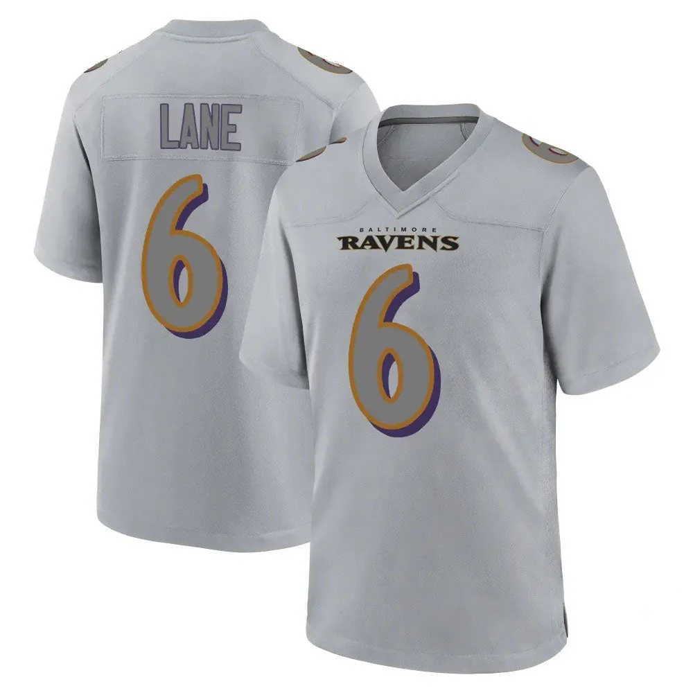 Rebec B.Ravens #6 Ja'Kobi Lane Gray Game Atmosphere Fashion Stitched American Football Jerseys Size