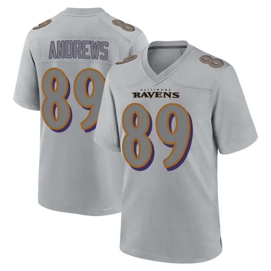 Rebec B.Ravens #89 Mark Andrews Player Gray Replica Game Stitched Jerseys
