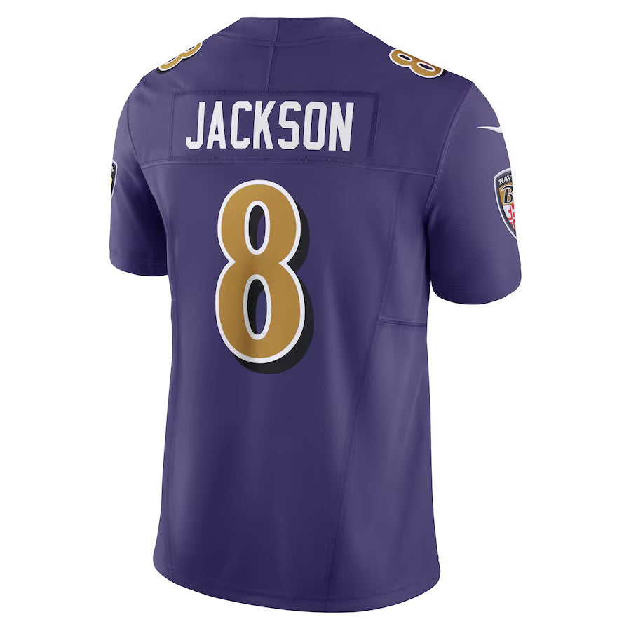 Rebec B.Ravens #8 Lamar Jackson Player Purple Vapor F.U.S.E. Limited Stitched Jerseys