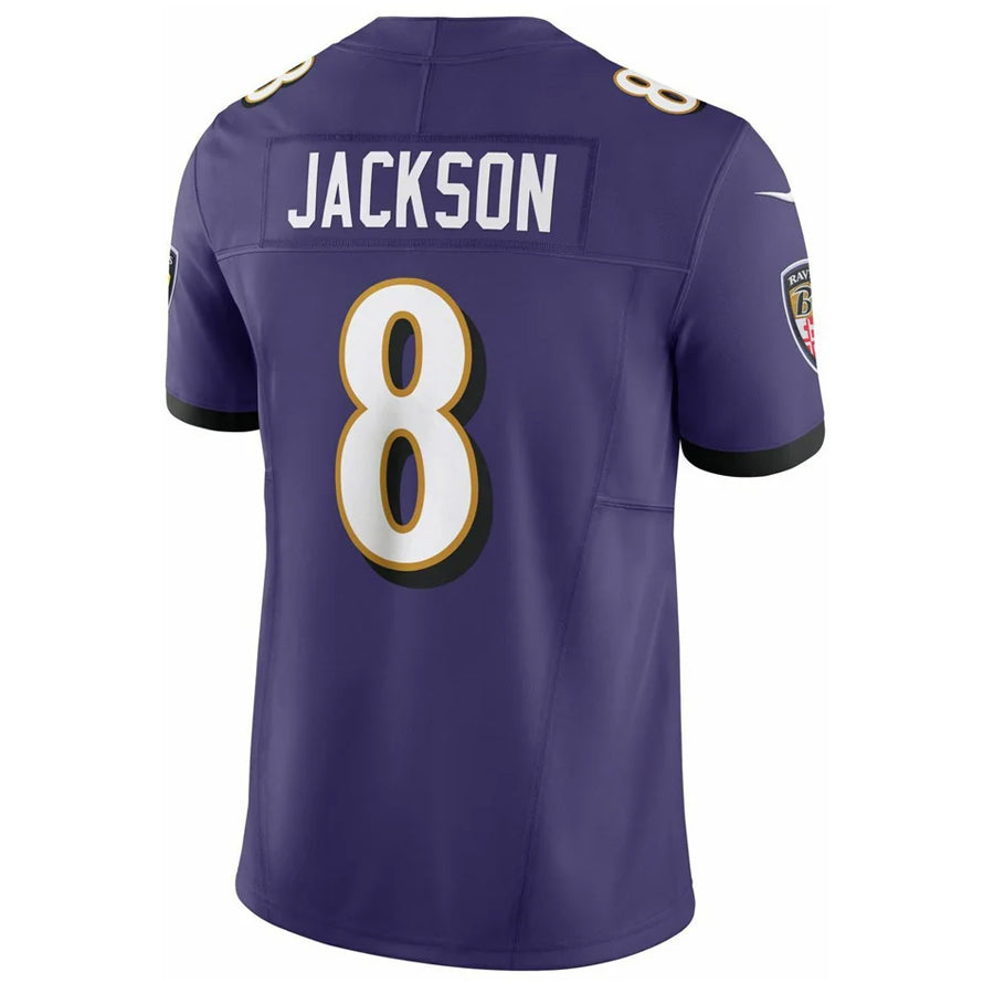 Rebec B.Ravens #8 Lamar Jackson Player Vapor F.U.S.E. Limited Purple Stitched Jerseys