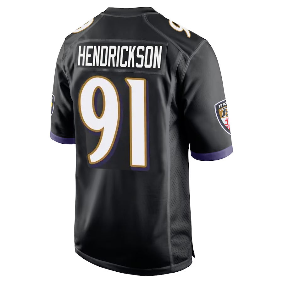 Rebec B.Ravens #91 Trey Hendrickson Player Black Alternate Home Game Stitched Jerseys