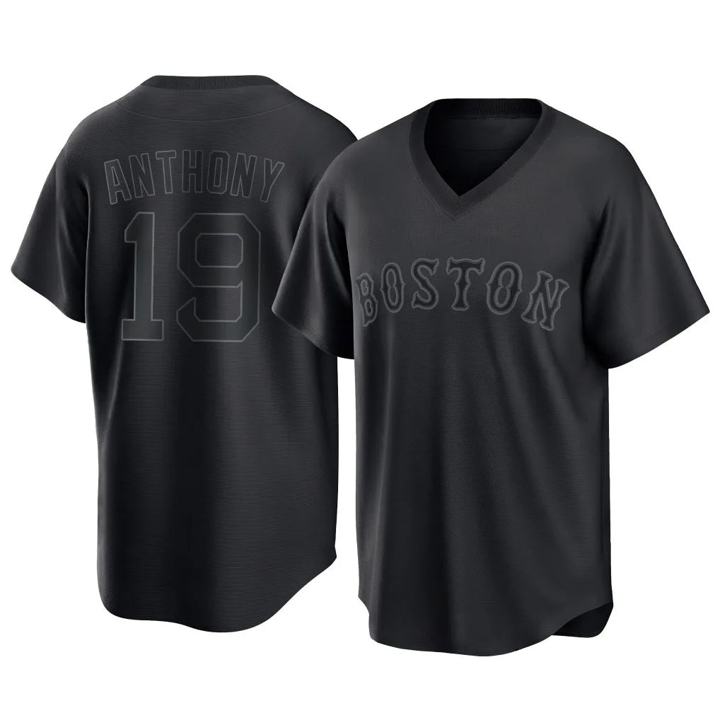 Rebec B.Red Sox #19 Roman Anthony Player Black T-shirt Home Game Stitched Jerseys
