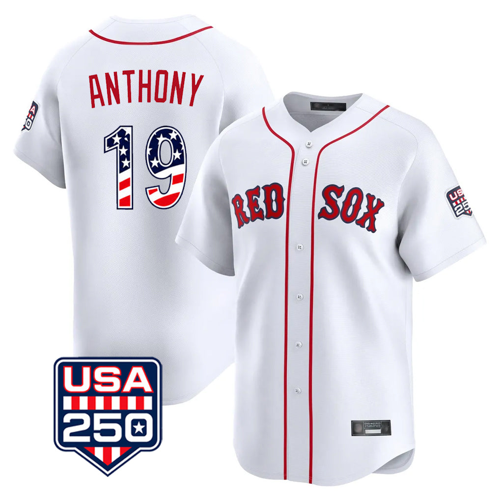 Rebec B.Red Sox #19 Roman Anthony Player White USA 250 Fourth of July Limited Home Game Stitched Jerseys