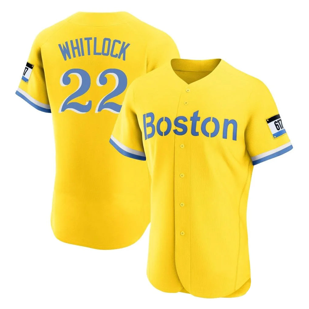 Rebec B.Red Sox #22 Garrett Whitlock Player Yellow Limited Elite Home Game Stitched Jerseys