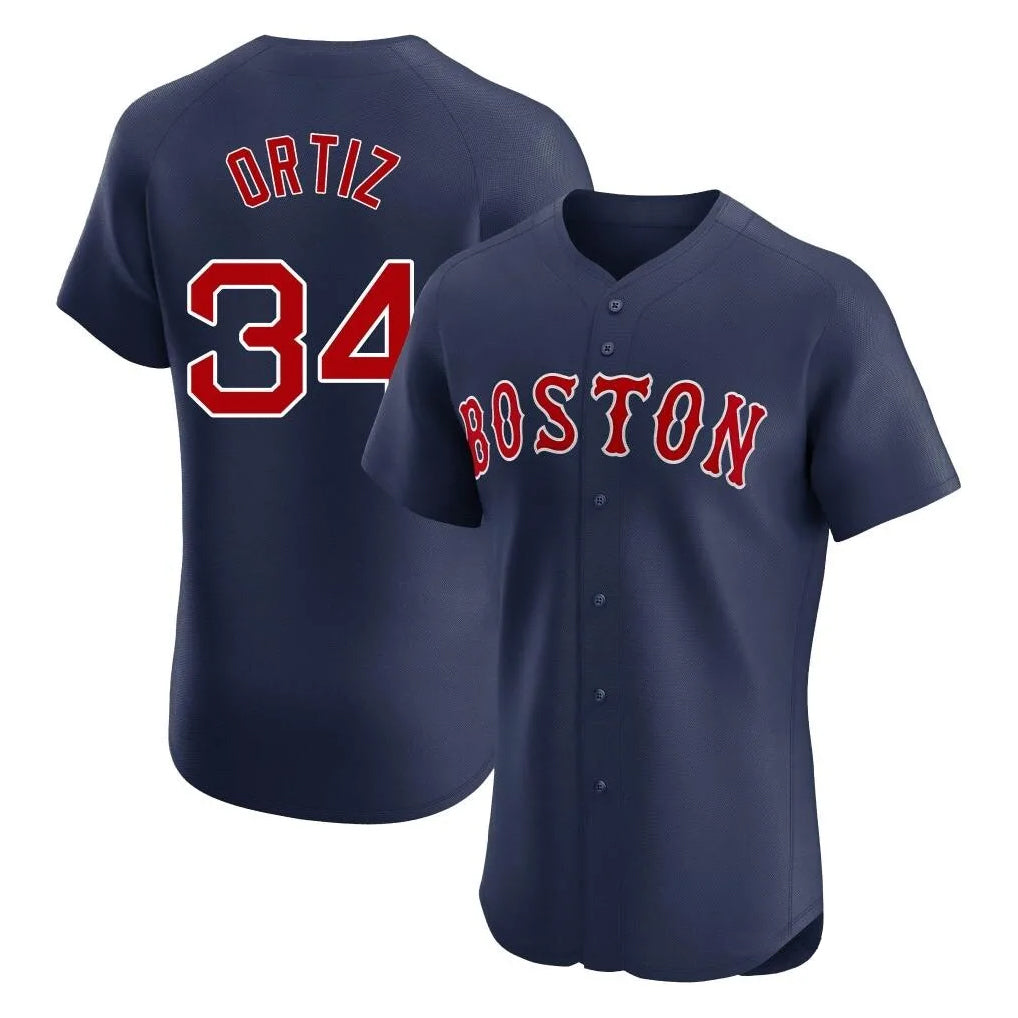 Rebec B.Red Sox #34 David Ortiz Player Navy Limited Elite Home Game Stitched Jerseys