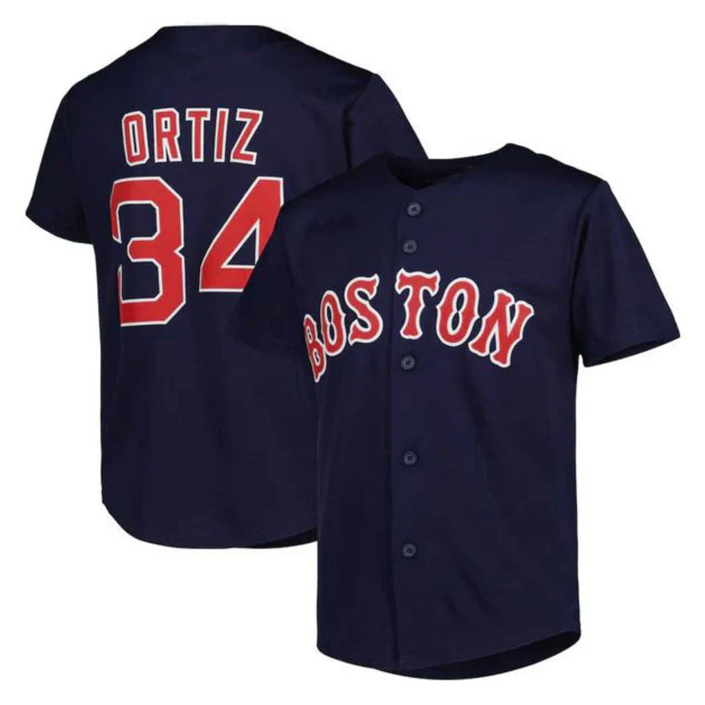 Rebec B.Red Sox #34 David Ortiz Player Navy Mitchell & Ness Cooperstown Collection Mesh Home Stitched Jerseys