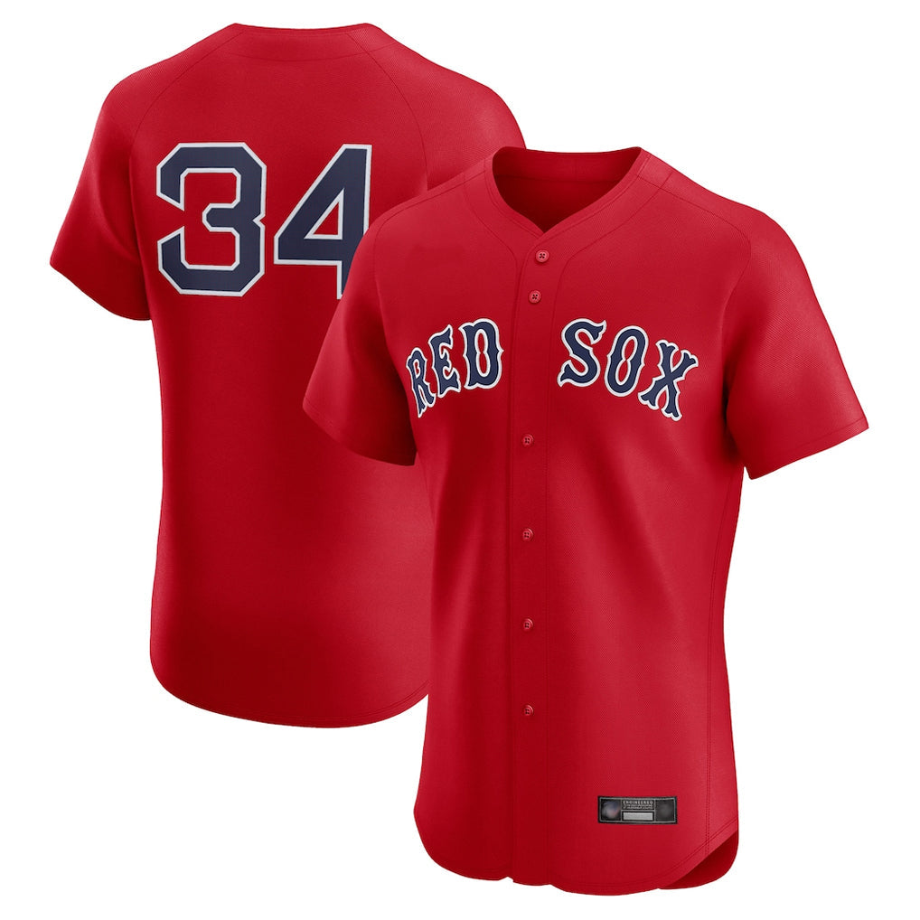 Rebec B.Red Sox #34 David Ortiz Player Red Limited Elite Home Game Stitched Jerseys