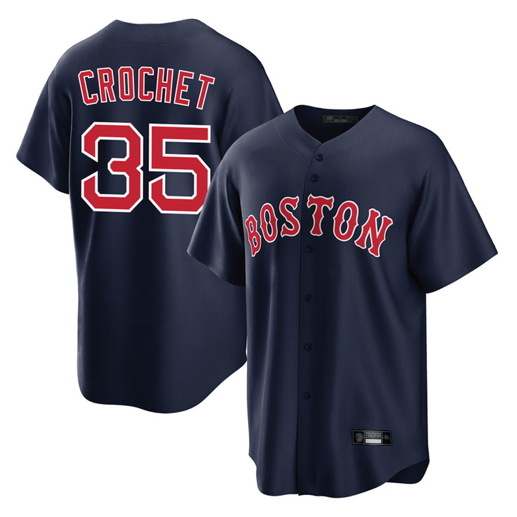 Rebec B.Red Sox #35 Garrett Crochet Player Navy Home Game Stitched Jerseys