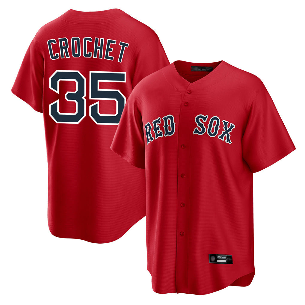 Rebec B.Red Sox #35 Garrett Crochet Player Red Home Game Stitched Jerseys