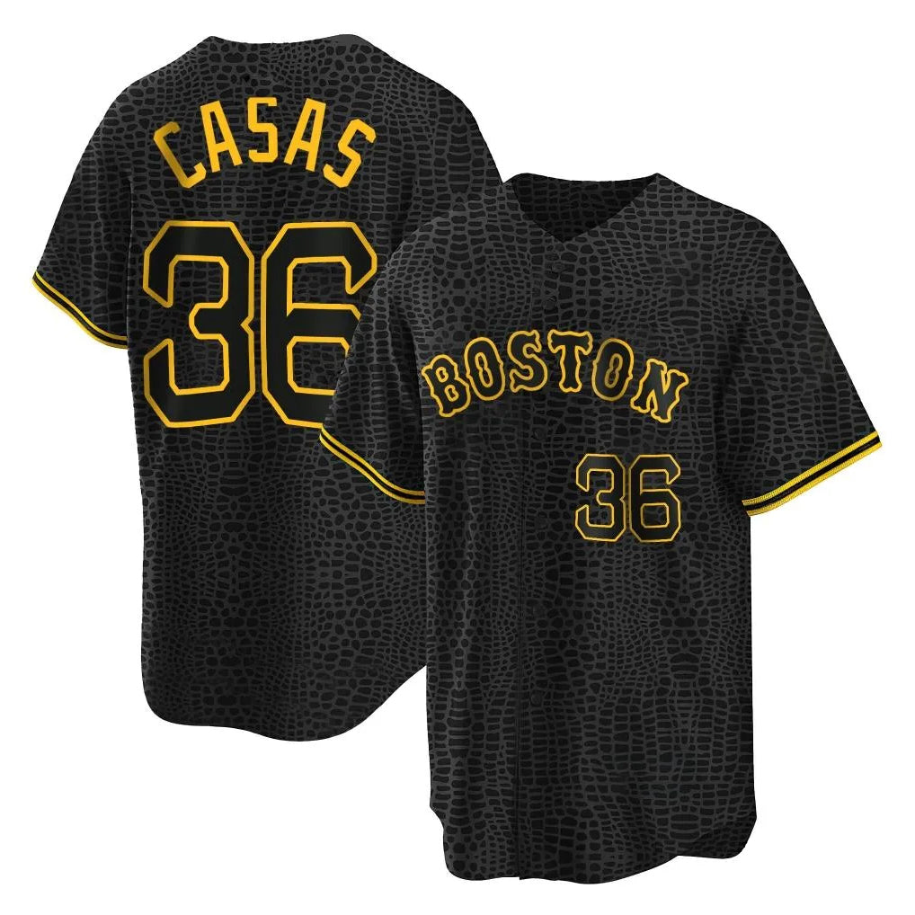 Rebec B.Red Sox #36 Triston Casas Player Black Snake Skin City Home Game Stitched Jerseys