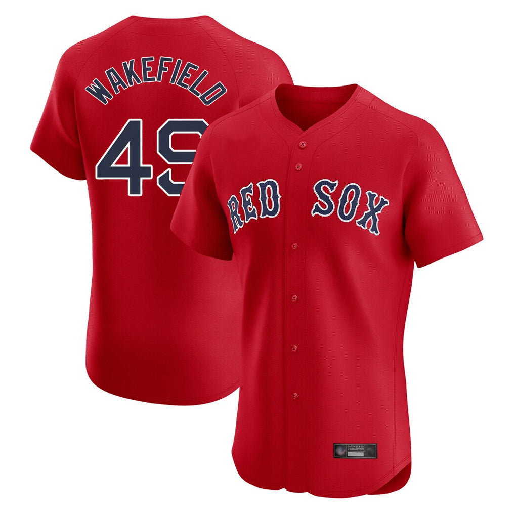 Rebec B.Red Sox #49 Tim Wakefield Player Red Limited Elite Home Game Stitched Jerseys