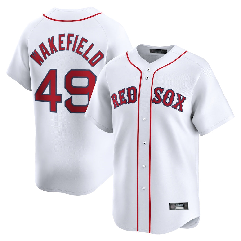 Rebec B.Red Sox #49 Tim Wakefield Player White Limited Home Game Stitched Jerseys