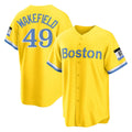 Rebec B.Red Sox #49 Tim Wakefield Player Yellow Home Game Stitched Jerseys