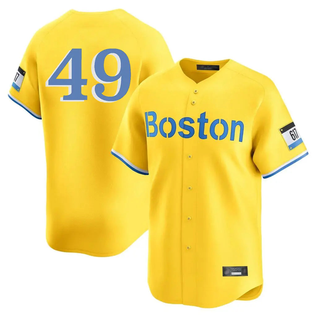 Rebec B.Red Sox #49 Tim Wakefield Player Yellow Limited Home Game Stitched Jerseys