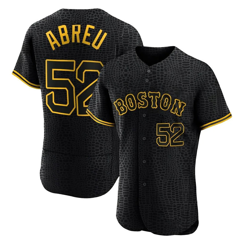 Rebec B.Red Sox #52 Wilyer Abreu Player Black Snake Skin City Limited Elite Home Stitched Jerseys