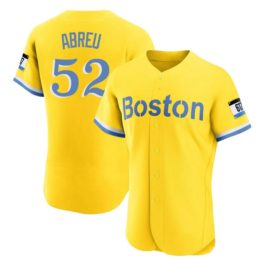 Rebec B.Red Sox #52 Wilyer Abreu Player Yellow Limited Elite Home Game Stitched Jerseys