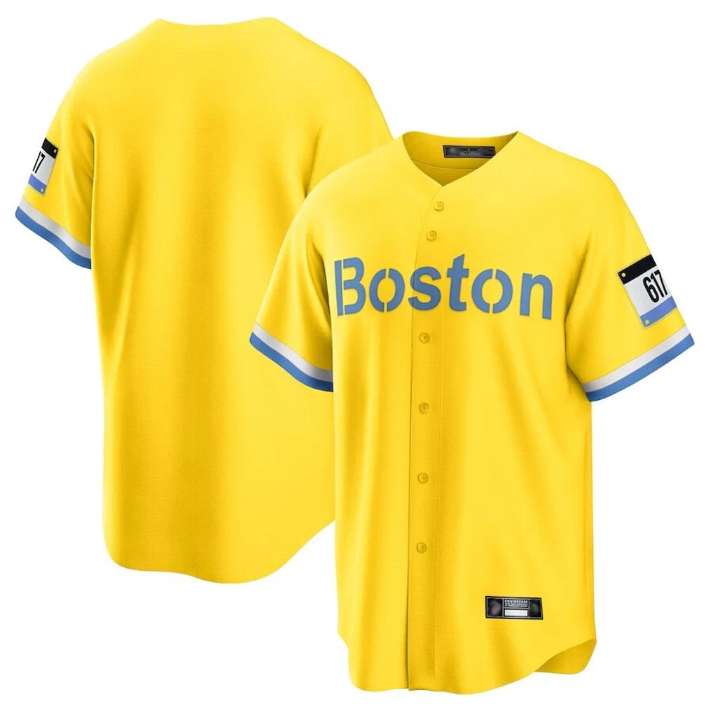 Rebec B.Red Sox Blank Player Yellow Home Game Stitched Jerseys