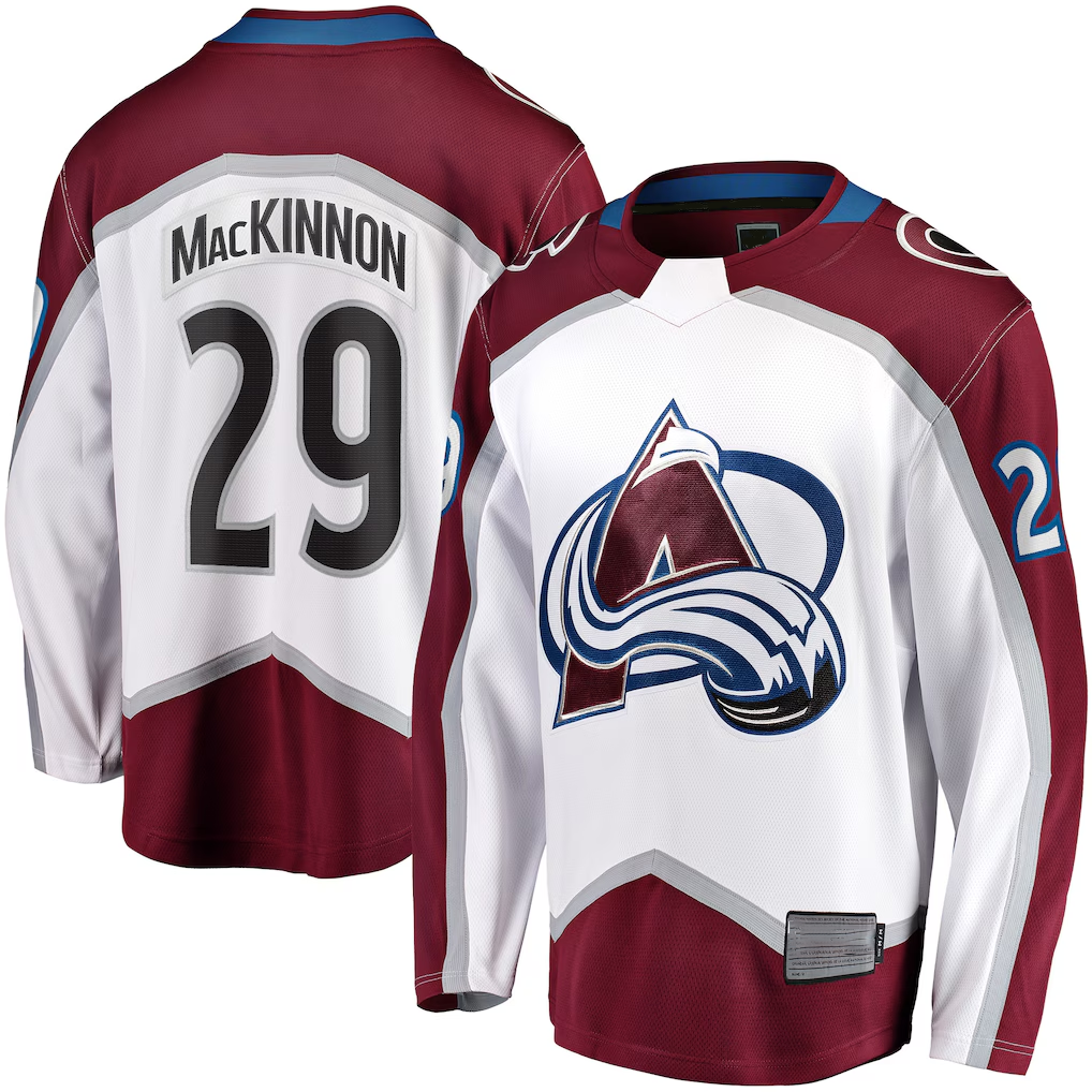 Rebec C.Avalanche #29 Nathan MacKinnon White Breakaway Jerseys